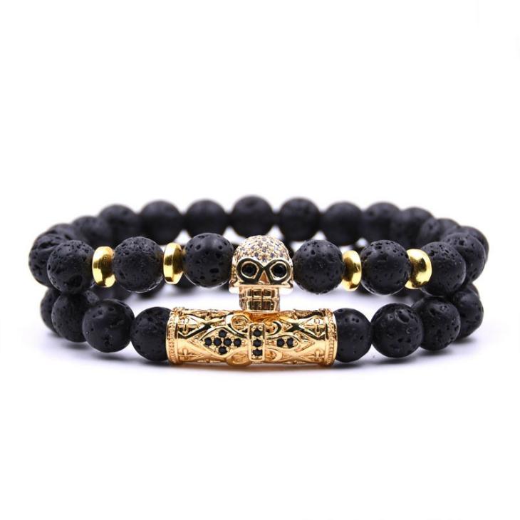 Bratari Barbati | Bratara barbati MYSTYLE Piko Stone Skull Black Bakelite Bijuterii Barbati Bratari Barbati