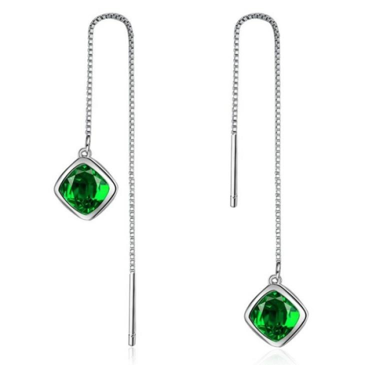 Cercei Femei | Cercei Argint Elemente Swarovski Deep Green Smarald Bijuterii Femei Cercei Femei