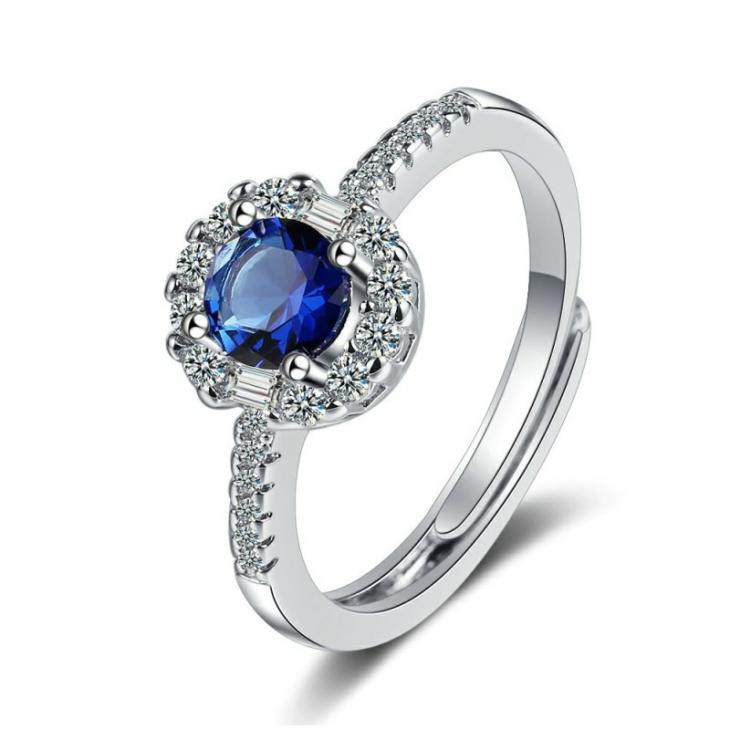 Inele Femei | Inel Argint Femei Cu Elemente Swarovski Eternity Blue Bijuterii Femei Femei