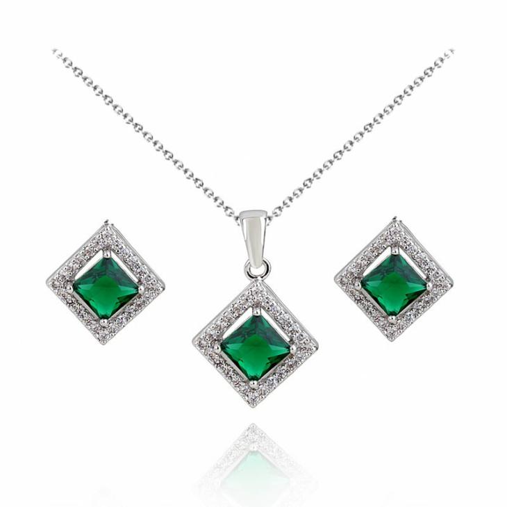 Seturi Femei | Set Argint Anastasia Cu Elemente Swarovski Verde Smarald Bijuterii Femei Femei