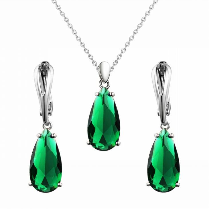 Seturi Femei | Set Argint Drop Emerald Velvet Bijuterii Femei Femei