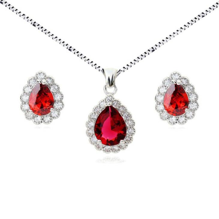 Seturi Femei | Set Argint Lacrimi Blood Red, Elemente Swarovski Bijuterii Femei Femei