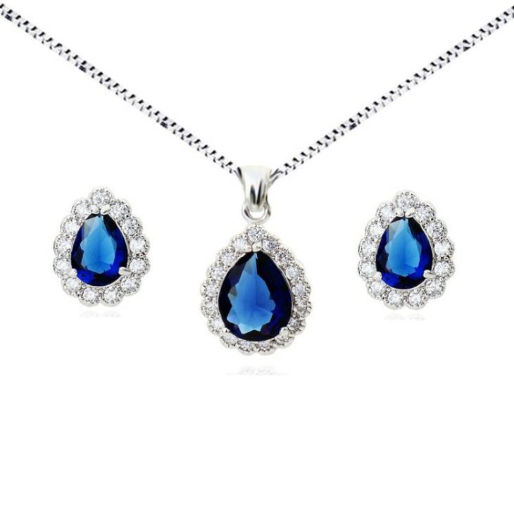 Seturi Femei | Set Argint Lacrimi Ocean Blue, Elemente Swarovski Bijuterii Femei Femei